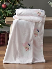 Catherine Lansfield Pink Vintage Christmas Santa Soft and Cosy Fleece Throw - Image 1 of 4