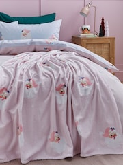 Catherine Lansfield Pink Vintage Christmas Santa Soft and Cosy Fleece Throw - Image 3 of 4