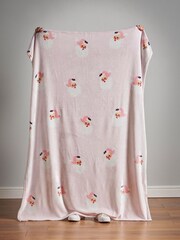 Catherine Lansfield Pink Vintage Christmas Santa Soft and Cosy Fleece Throw - Image 4 of 4