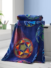 Catherine Lansfield Navy Blue Bright Football Soft and Cosy Fleece Throw - Image 1 of 4