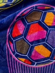 Catherine Lansfield Navy Blue Bright Football Soft and Cosy Fleece Throw - Image 2 of 4