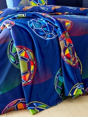 Catherine Lansfield Navy Blue Bright Football Soft and Cosy Fleece Throw - Image 3 of 4