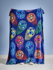 Catherine Lansfield Navy Blue Bright Football Soft and Cosy Fleece Throw - Image 4 of 4