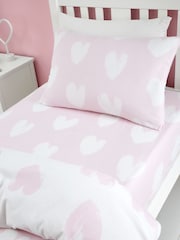 Catherine Lansfield Pink Brushed 100% Cotton Hearts Fitted Sheet - Image 1 of 2
