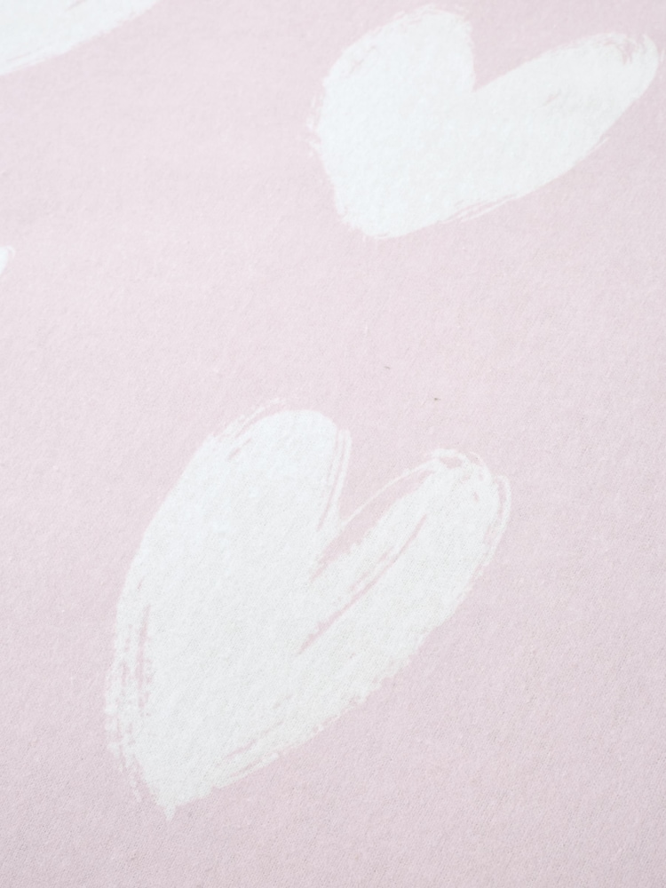 Catherine Lansfield Pink Brushed 100% Cotton Hearts Fitted Sheet - Image 2 of 2