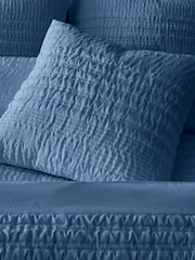 Catherine Lansfield Chambray Blue Lennon Stripe Cushion - Image 1 of 2