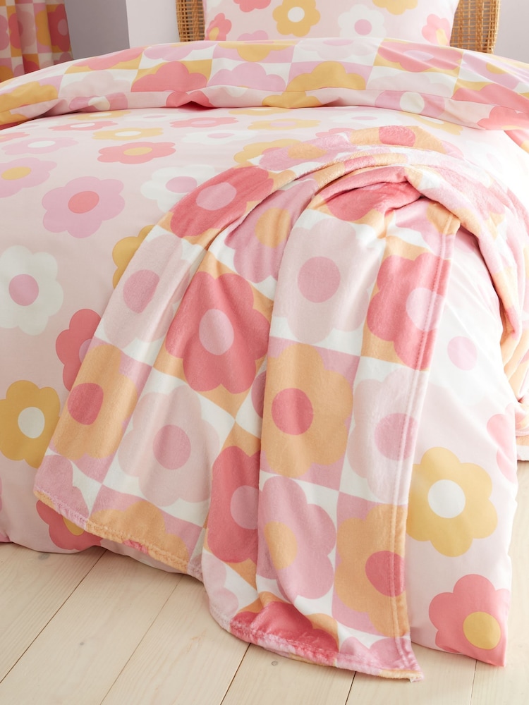 Catherine Lansfield de lã macio e aconchegante Retro Daisy Throw - Imagem 2 de 4