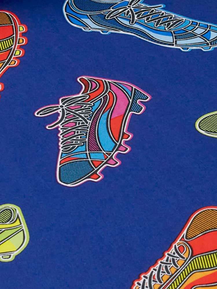 Catherine Lansfield Navy Blue Bright Football Fitted Bed Sheet - Image 2 of 2 Catherine Lansfield Navy Blue Bright Football Fitted Bed Sheet - Image 2 of 2