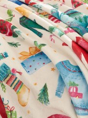 Catherine Lansfield Cream Christmas Jolly Jumpers Soft and Cosy Fleece Throw - Image 2 of 2