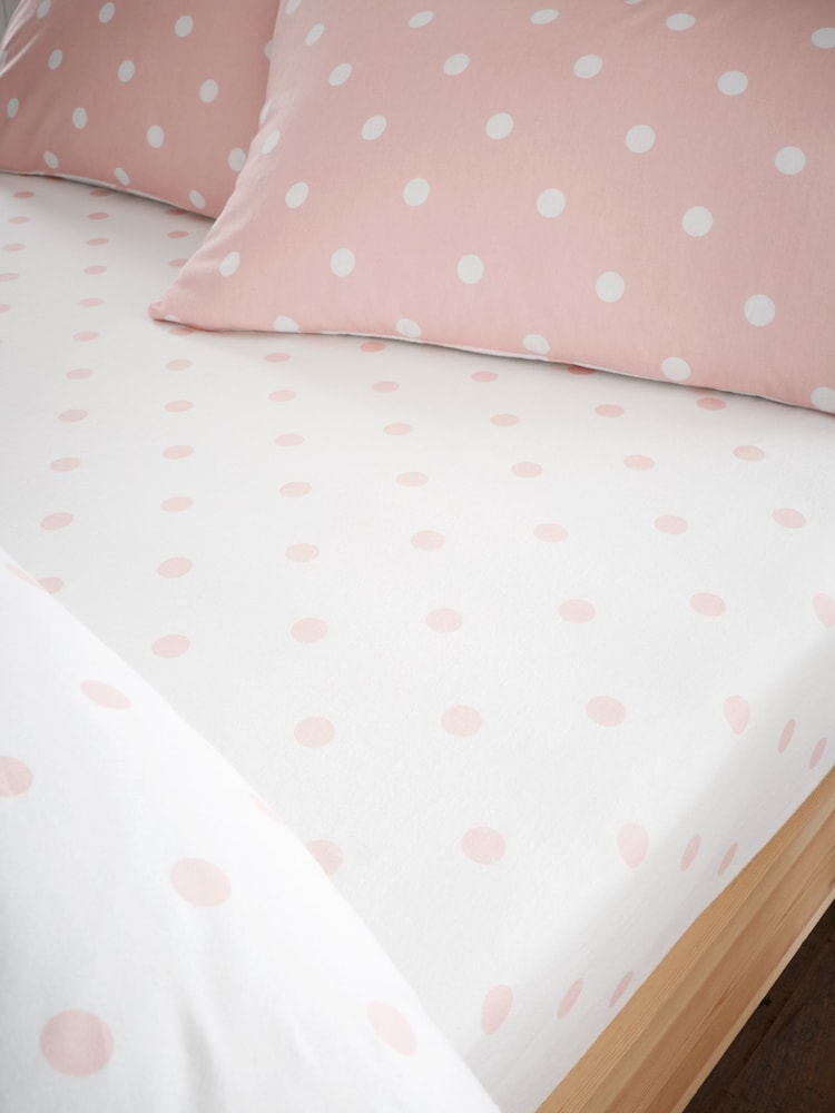 Catherine Lansfield geborstelde 100% katoenen polkadot hoeslaken - Image 1 of 2