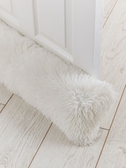 Catherine Lansfield Cream Cuddly Deep Pile Faux Fur Draught Excluder Cushion - Image 2 of 2