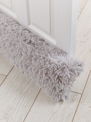 Catherine Lansfield Silver Grey Cuddly Deep Pile Faux Fur Draught Excluder Cushion - Image 2 of 2