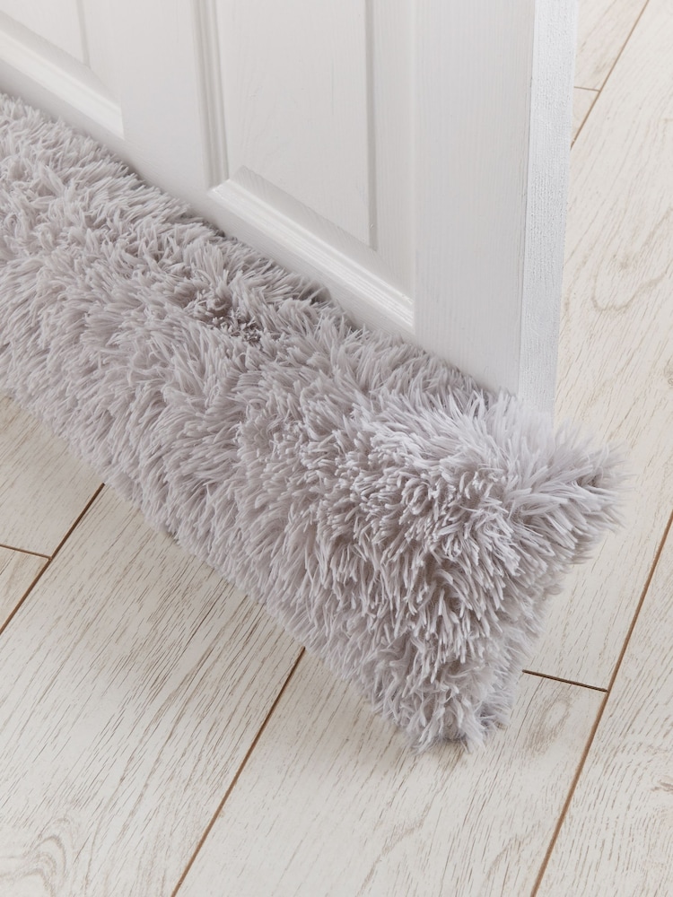 Catherine Lansfield Silver Grey Cuddly Deep Pile Faux Fur Draught Excluder Cushion - Image 2 of 2