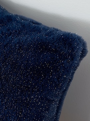 Catherine Lansfield Navy Blue Soft and Cosy Glamour Faux Fur Cushion - Image 2 of 5