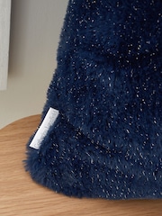 Catherine Lansfield Navy Blue Soft and Cosy Glamour Faux Fur Cushion - Image 3 of 5