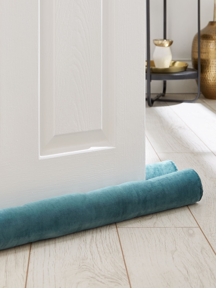 Catherine Lansfield Teal Blue Kingsley Matt Velvet Double Sided Draught Excluder - Image 1 of 2