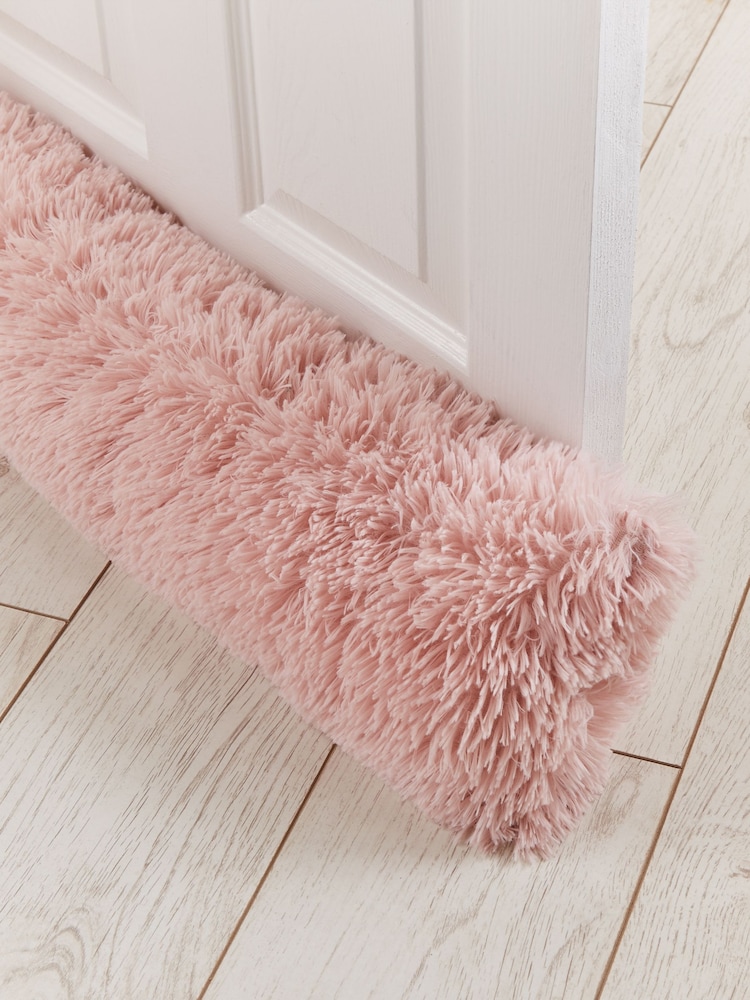 Catherine Lansfield Blush Pink Cuddly Deep Pile Faux Fur Draught Excluder Cushion - Image 2 of 2