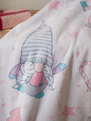 Catherine Lansfield Blush Pink Christmas Gonks Cosy and Warm Fleece Throw - Image 2 of 4