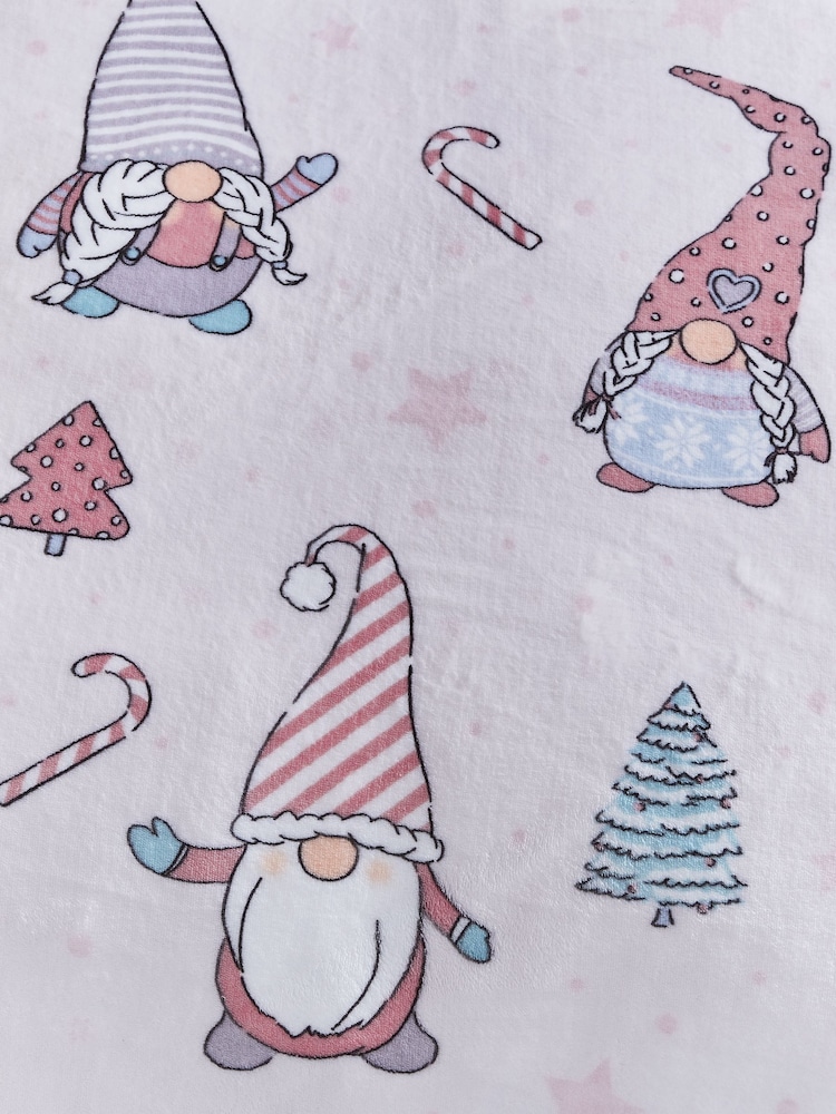 Catherine Lansfield Blush Pink Christmas Gonks Cosy and Warm Fleece Throw - Image 3 of 4