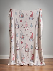 Catherine Lansfield Blush Pink Christmas Gonks Cosy and Warm Fleece Throw - Image 4 of 4