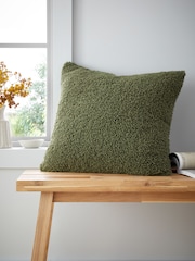 Catherine Lansfield Olive Green So Soft Boucle Cushion - Image 1 of 5