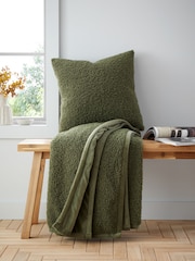 Catherine Lansfield Olive Green So Soft Boucle Cushion - Image 2 of 5