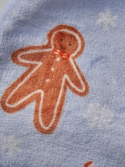 Catherine Lansfield Blue Christmas Gingerbread Soft and Cosy Fleece Throw - Image 2 of 4