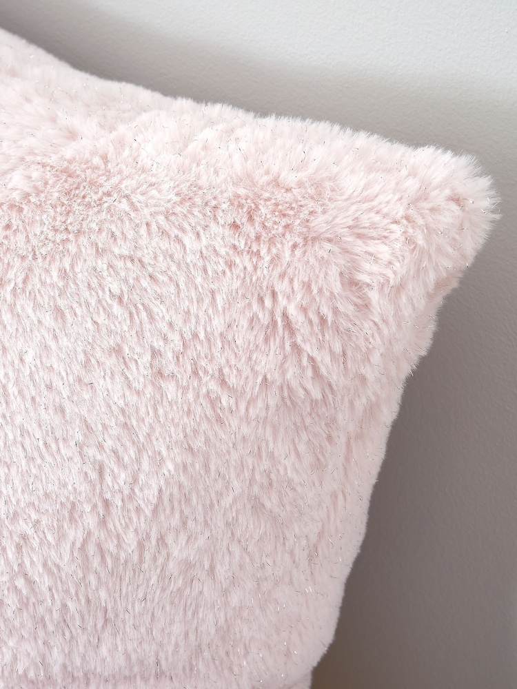 Catherine Lansfield Blush Pink Soft and Cosy Glamour Faux Fur Cushion - Image 2 of 5