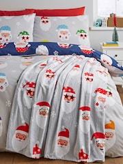 Catherine Lansfield Grey Christmas Santa Spectacular Soft Cosy Fleece Throw - Image 2 of 4