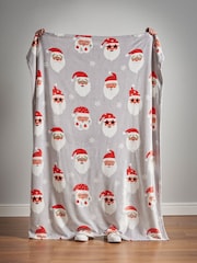 Catherine Lansfield Grey Christmas Santa Spectacular Soft Cosy Fleece Throw - Image 4 of 4