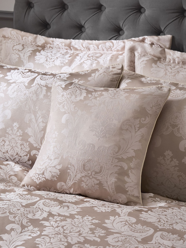 Catherine Lansfield Champagne Damask Jacquard Cushion - Image 1 of 3