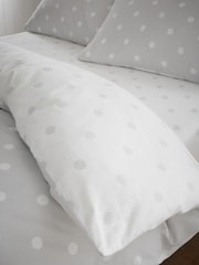 Catherine Lansfield Silver Grey Brushed 100% Cotton Polka Dot Fitted Bed Sheet - Image 2 of 2