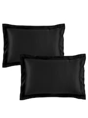 Catherine Lansfield Black Silky Soft Satin Oxford Pillowcase - Image 2 of 2
