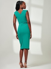 Jolie Moi Green Yseult V-Neck Split Bodycon Dress - Image 2 of 6