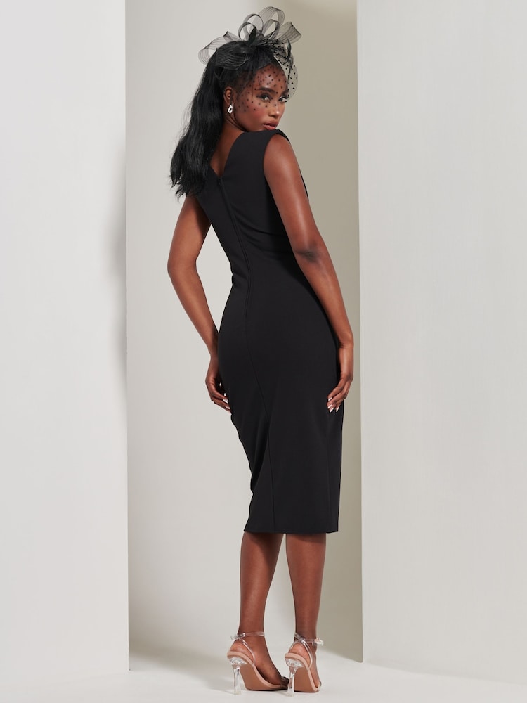 Jolie Moi Black Yseult V-Neck Split Bodycon Dress - Image 2 of 6