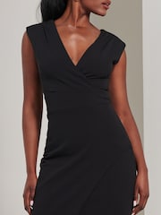 Jolie Moi Black Yseult V-Neck Split Bodycon Dress - Image 3 of 6