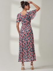 Jolie Moi Green Gracelyn Wrap Front Mesh Maxi Dress - Image 2 of 6