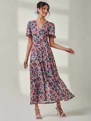 Jolie Moi Green Gracelyn Wrap Front Mesh Maxi Dress - Image 3 of 6