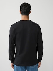 Vans Mens Loose Fit  Small Logo Long Sleeved 100% Cotton Black T-Shirt - Image 2 of 6