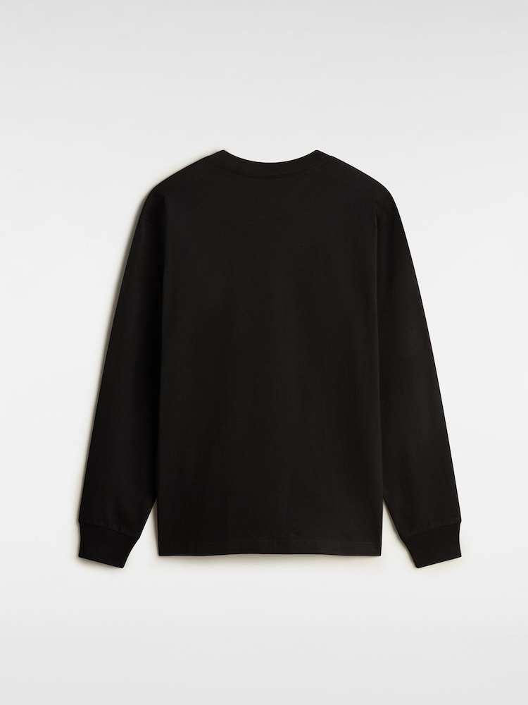 Vans Mens Loose Fit  Small Logo Long Sleeved 100% Cotton Black T-Shirt - Image 6 of 6