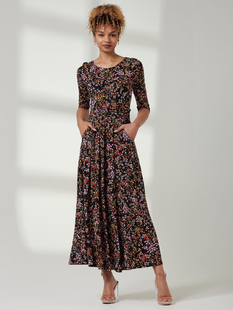 Jolie Moi Black Lisa Round Neck Jersey Dress - Image 1 of 6