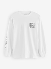 Vans Mens Next Stop Long Sleeve 100% Cotton White T-Shirt - Image 1 of 1