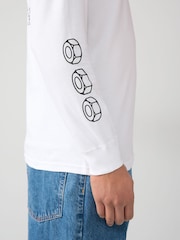 Vans Next Stop Langarm-Herren-T-Shirt aus 100 % Baumwolle, Weiß - Bild 6 von 7