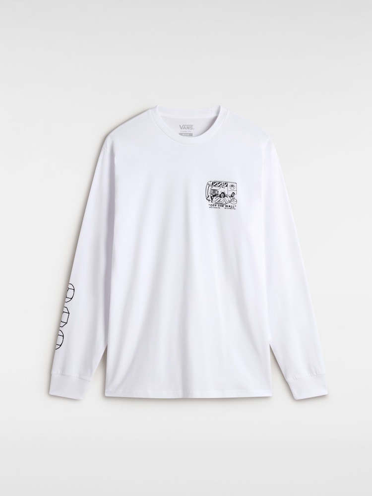 Vans Next Stop Langarm-Herren-T-Shirt aus 100 % Baumwolle, Weiß - Bild 7 von 7