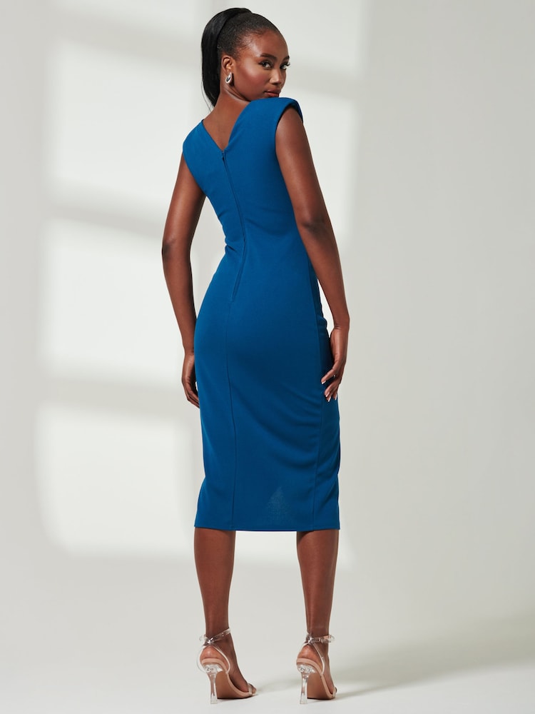Jolie Moi Green Yseult V-Neck Split Bodycon Dress - Image 2 of 5 Jolie Moi Green Yseult V-Neck Split Bodycon Dress - Image 2 of 5
