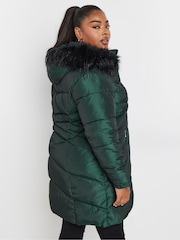 Yours Curve Green Midi Padded Puffer Coat - Image 4 of 6