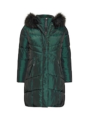 Yours Curve Green Midi Padded Puffer Coat - Image 6 of 6