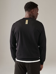 EA7 Emporio Armani Gold Logo 100% Cotton Black Sweatshirt - Image 2 of 5