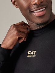 EA7 Emporio Armani Gold Logo 100% Cotton Black Sweatshirt - Image 3 of 5