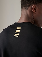 EA7 Emporio Armani Gold Logo 100% Cotton Black Sweatshirt - Image 4 of 5